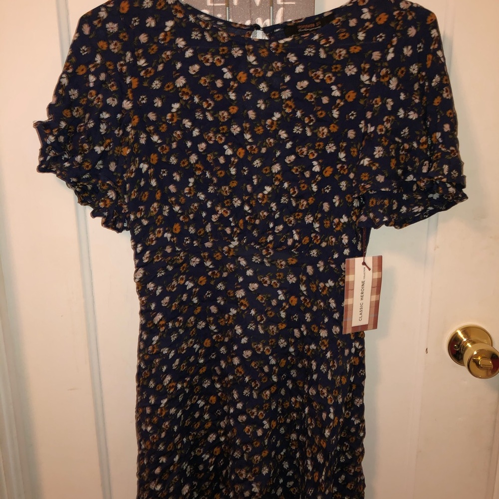 dark blue floral dress